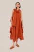 Embroidered cotton gauze dress with asymmetric hemline